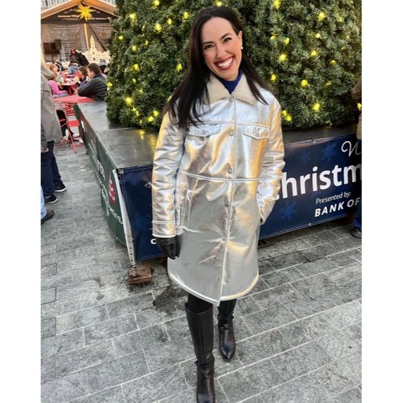 7 For All Mankind Los Angeles Silver Faux Shearling Coat Jacket ( S ) - Picture 2 of 6